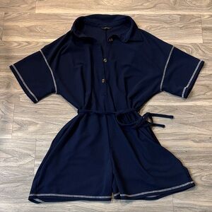 Navy Blue Jumpsuit with Belt